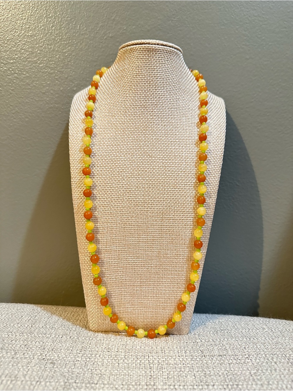 Yellow Calcite and Red Aventurine Beaded Necklace